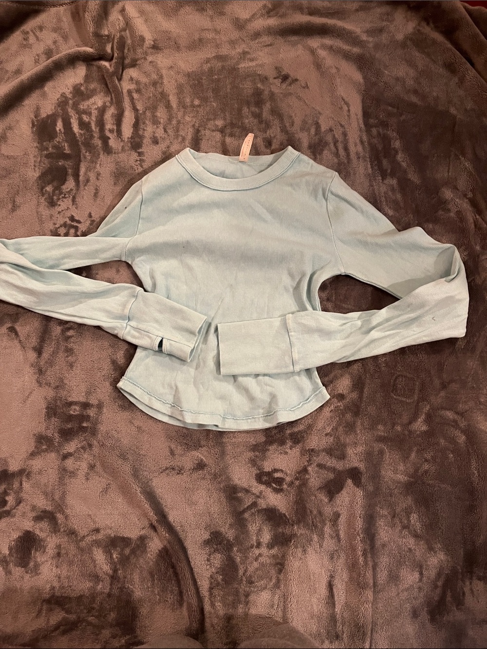 FP Movement by Free People Light Blue Long-Sleeve Crop Top